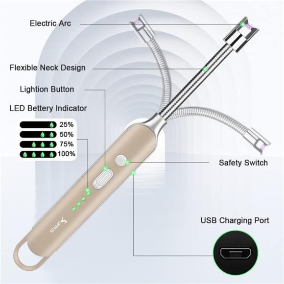Electric Rechargeable Arc Lighter with LED Battery Display USB Lighter - Picture 4 of 7
